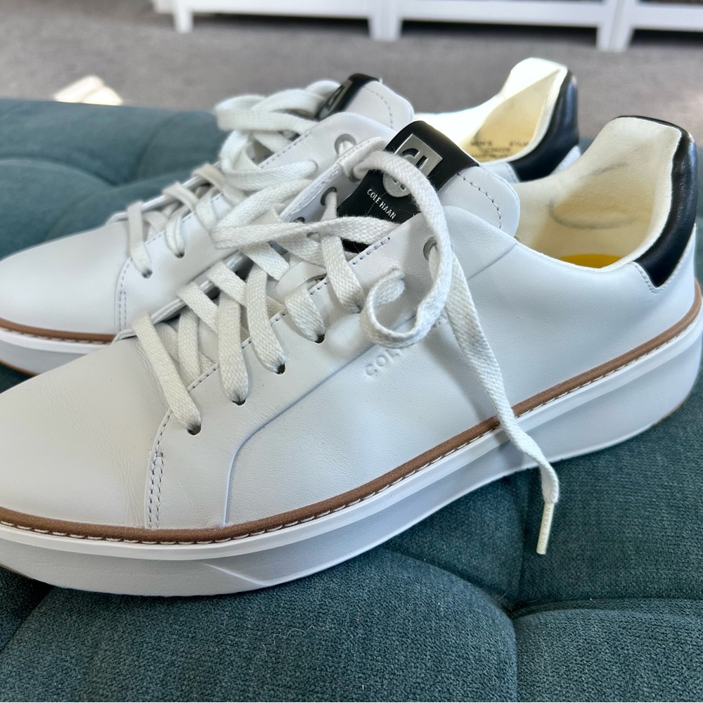 Cole Haan Men's GrandPrø Topspin Leather Sneakers - Optic White-Black